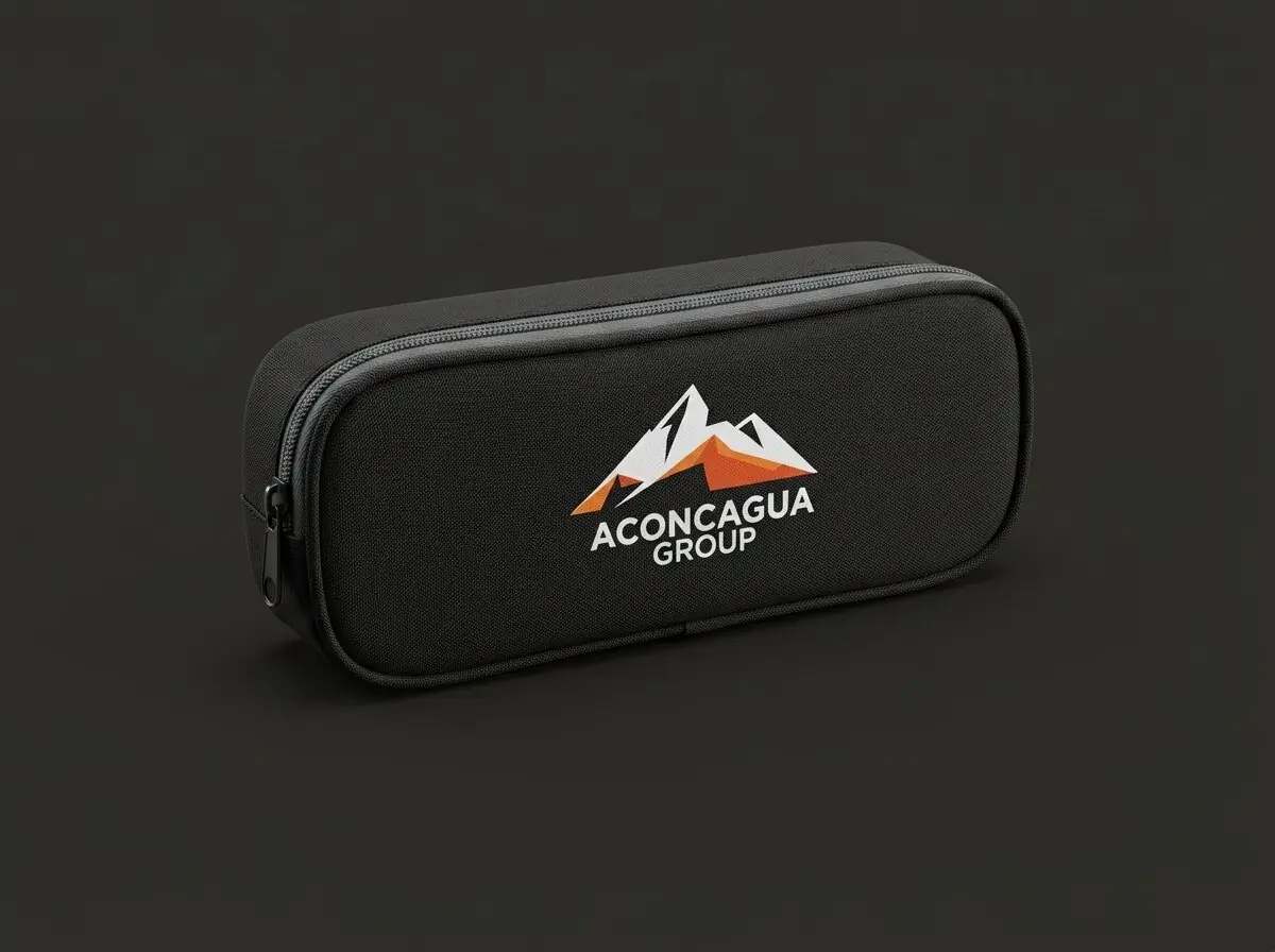 Cartuchera con el logo de Aconcagua Group