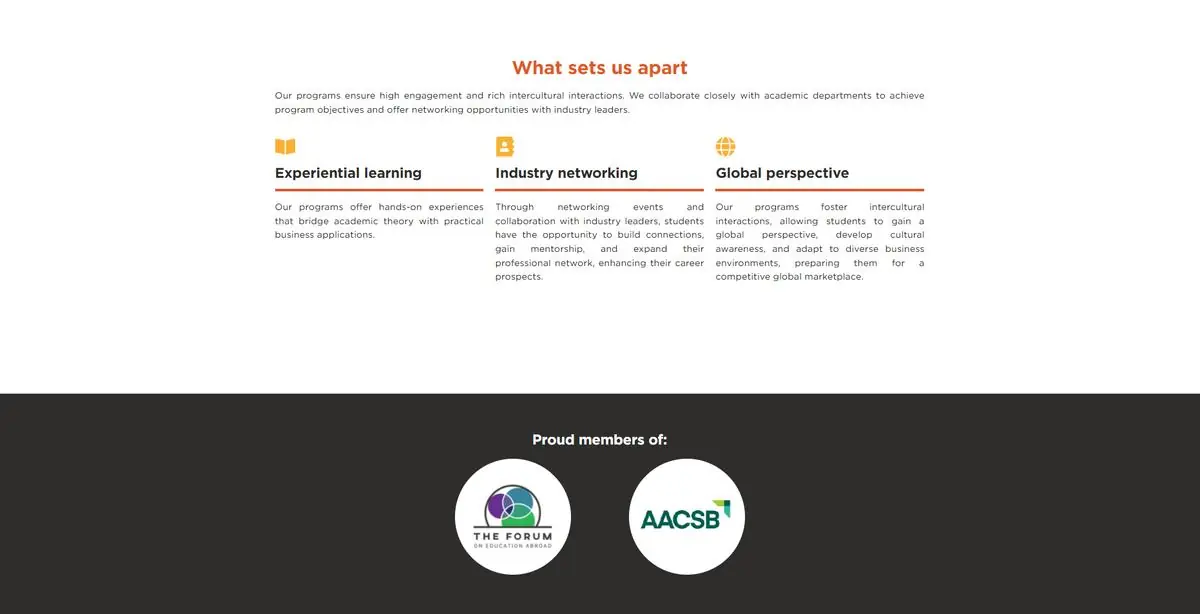 Sección What sets us apart del sitio